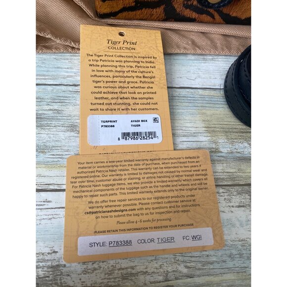 Patricia Nash Avadi Box Bag Satchel Tiger Print Leather Crossbody Top Handle - Picture 9 of 13